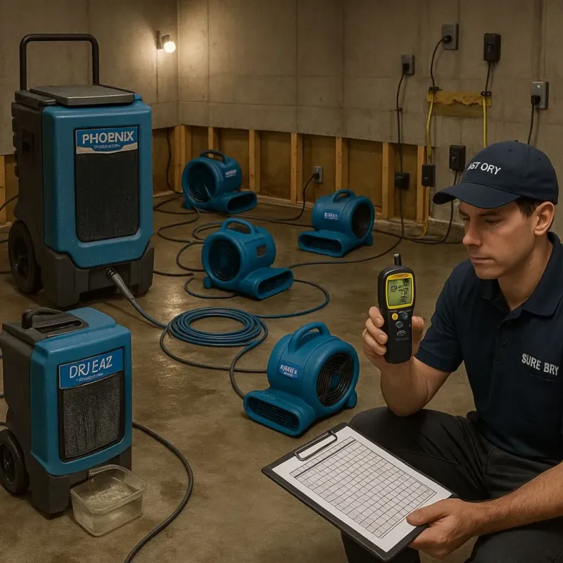 Structural Drying and Dehumidification process in Waldwick, NJ